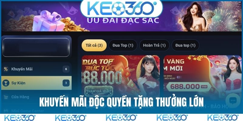 Khuyến mãi độc quyền tặng thưởng lớn