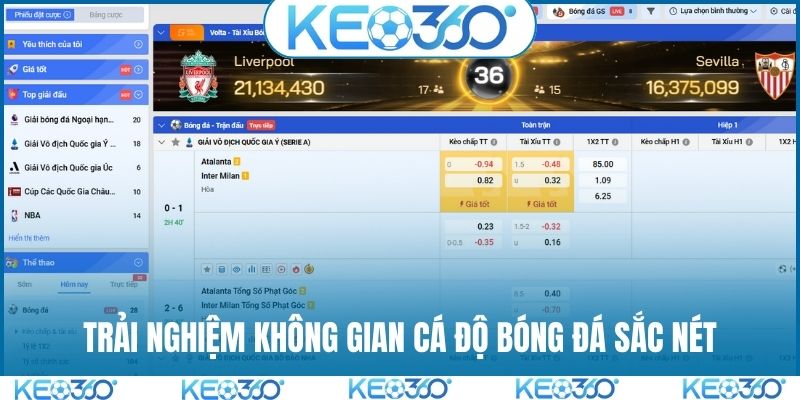 Trải nghiệm không gian cá độ bóng đá sắc nét